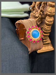Beautiful Ruby and Blue Flower Bracelet in Kundan - BG00525