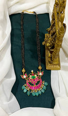 Jadau Pendant With Black Beads - BD00139