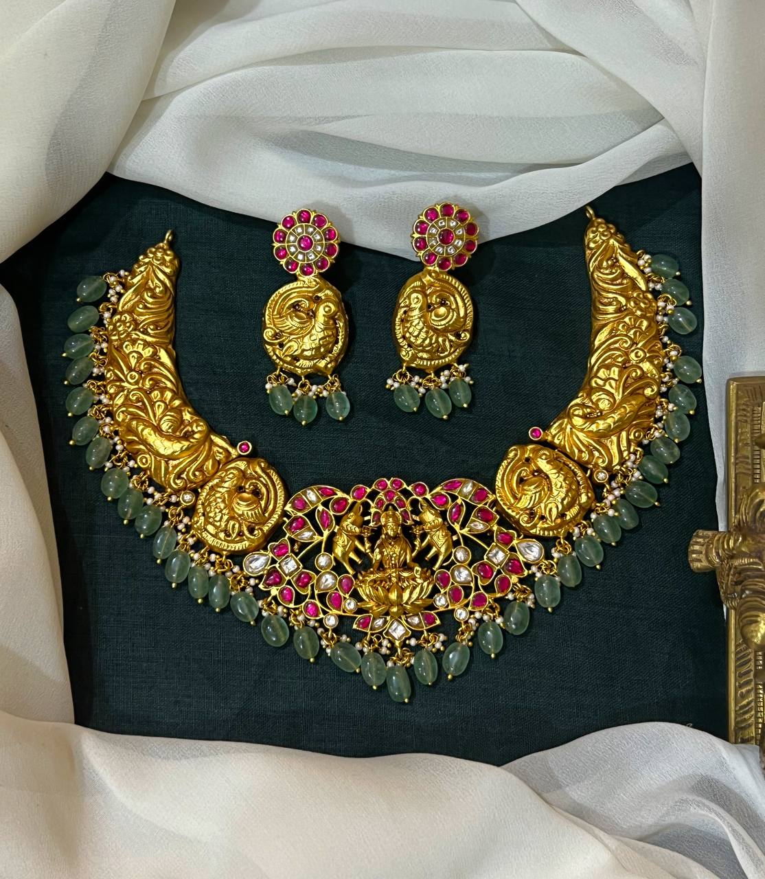 Jadau Nakshi Temple Colelction Necklace - KN00616