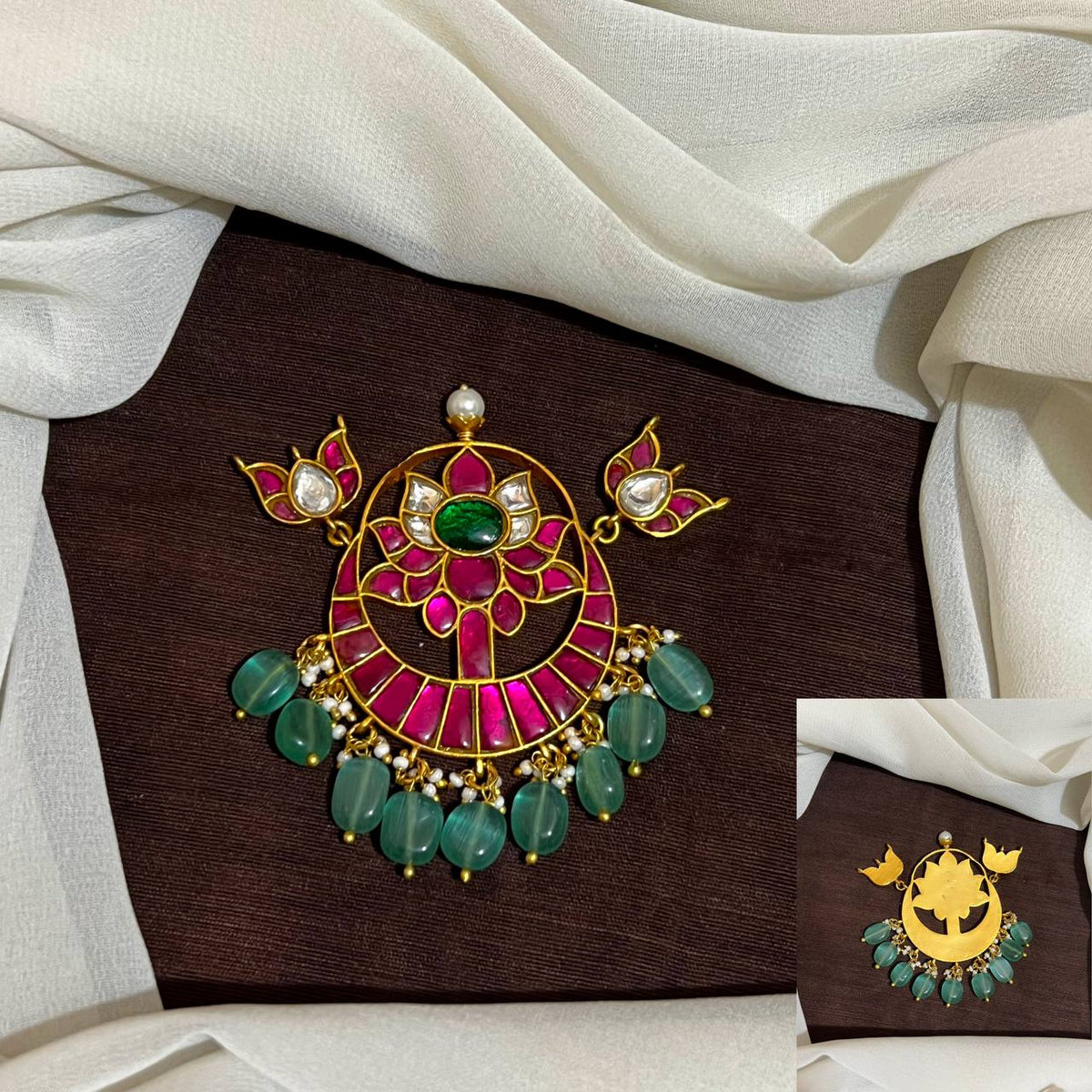 Jadau Flower Patter Pendant - KP00150