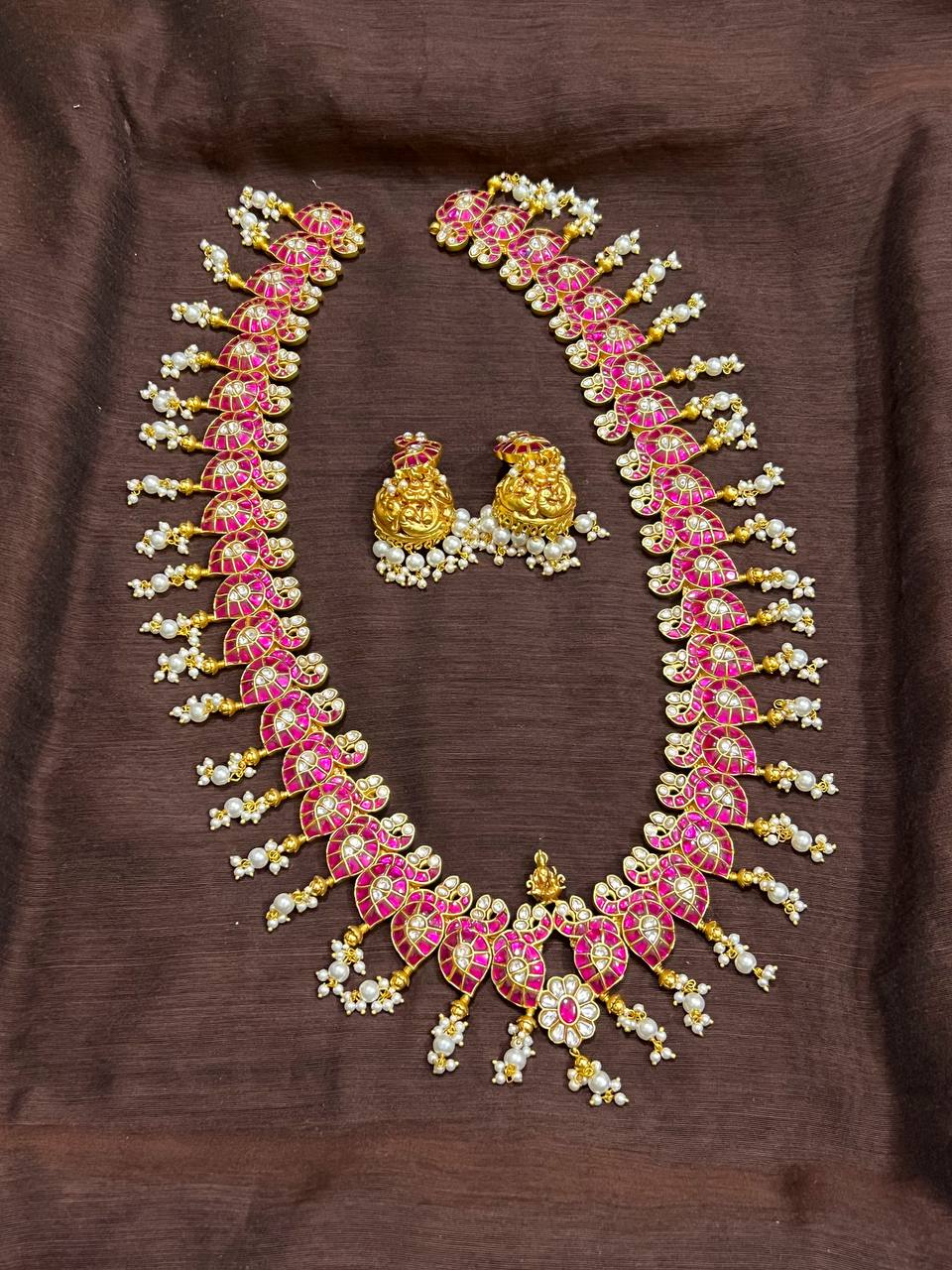 Jadau Peacock Mango Long Haram - KH0053