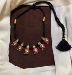 Black Dori with Jadau Mango Pendants - BD0050