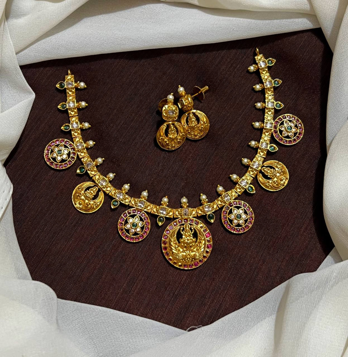 Small Cute Nakshi Kempu Bottu Mala in Nakshi - NN00153