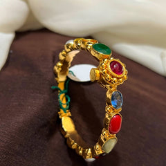 Silver Replica Navaratna bangle With Screw - BG00693