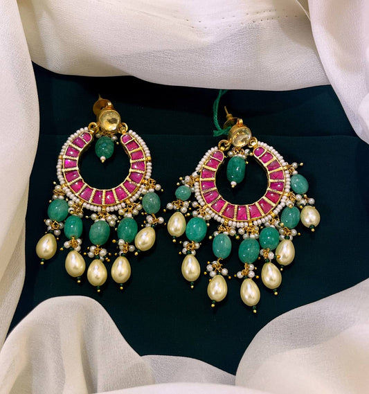 Chand Bali in Ruby Kundan Earrings - NE0091