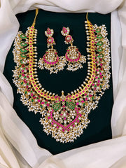 Jadau Guttipusalu haram with Rice Pearls and Earrings - KH0035