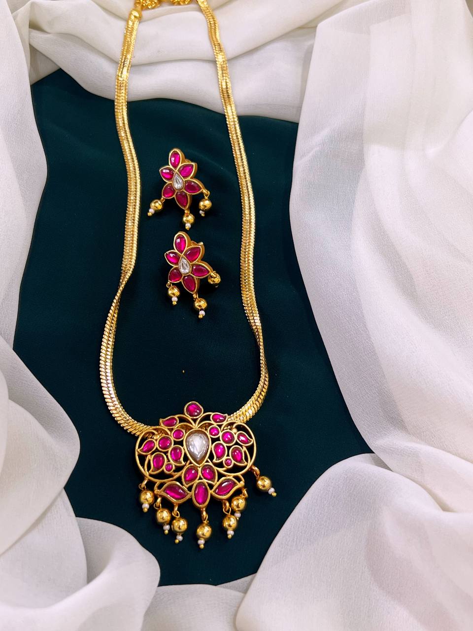 Ruby Jadav Kundan Necklace with Earring - KN0043