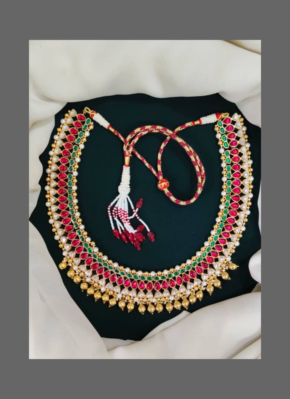 Multi Stone Kundan Necklace - KN00204