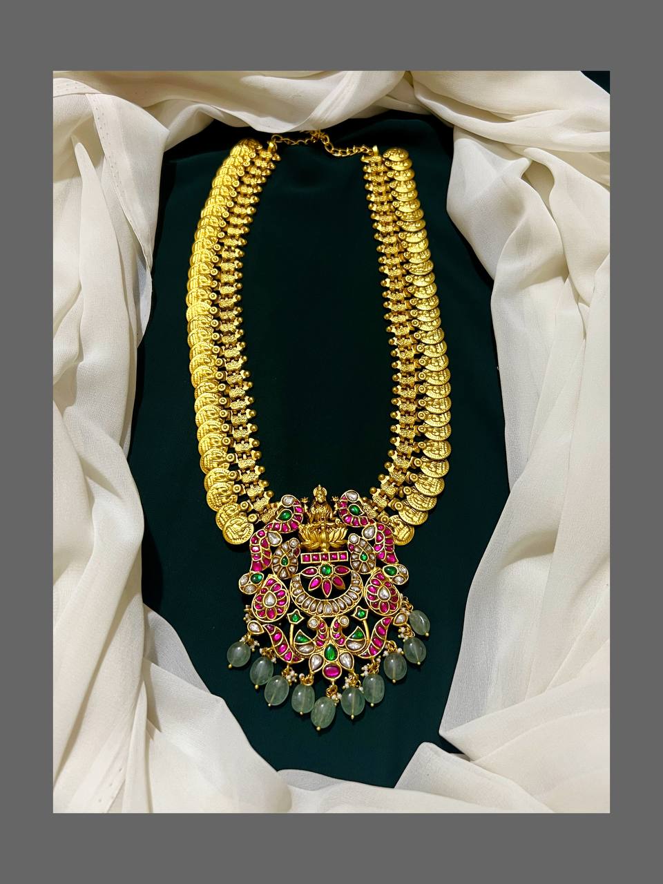 Kashu Haram with Lakshmi Pendent in Kundan - KH00163