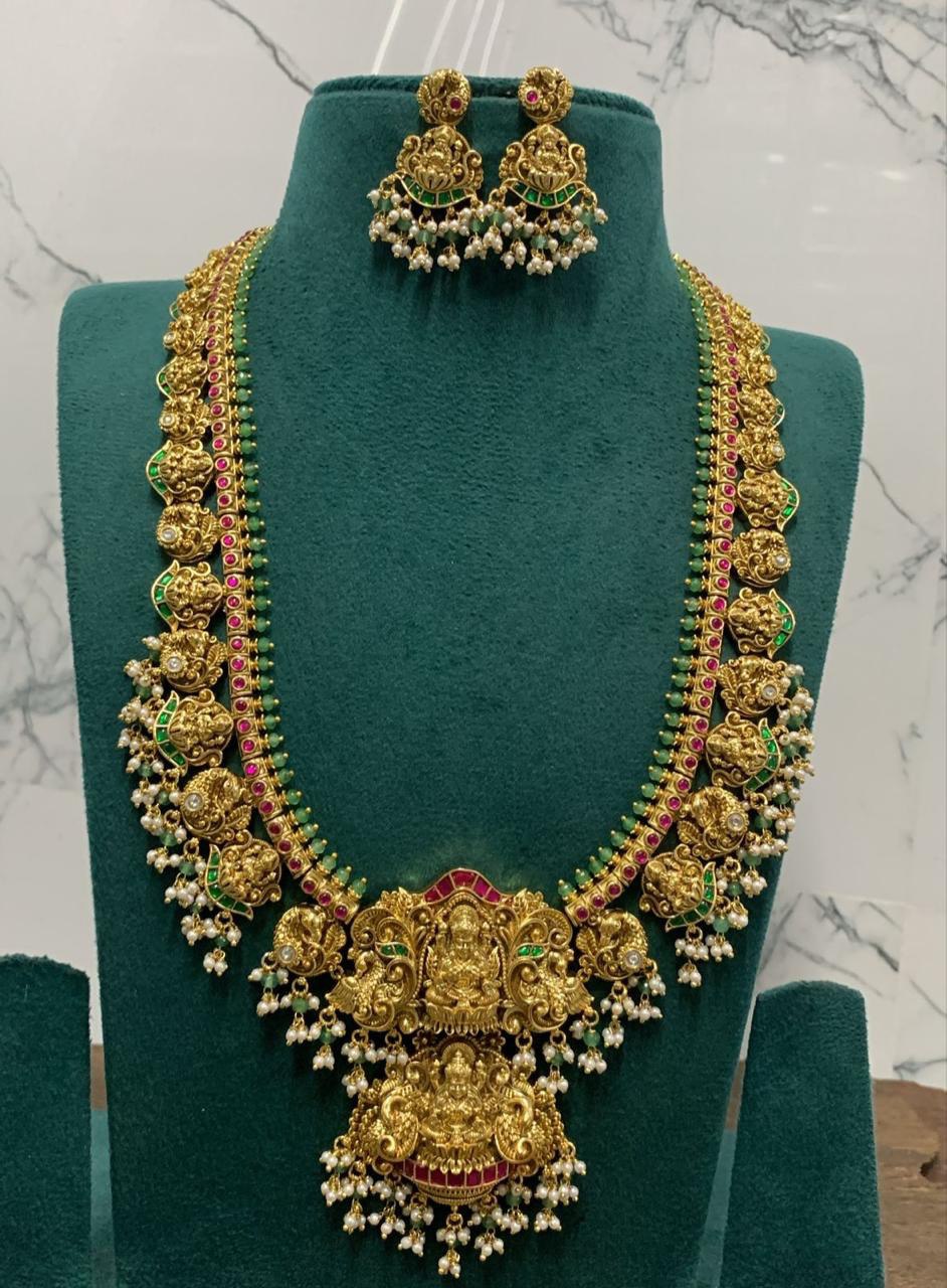 Jadau Kundan Lakshmi Haram With Guttipusalu - KH00261
