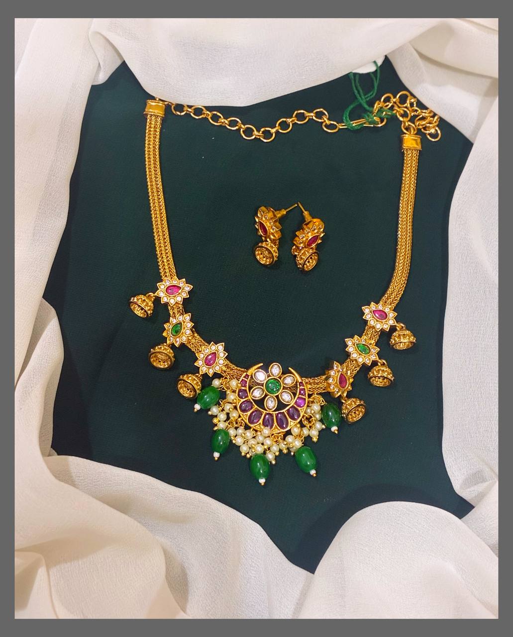 Nanu Chain Necklace With Chandbali and Small Jhumki - NN00366