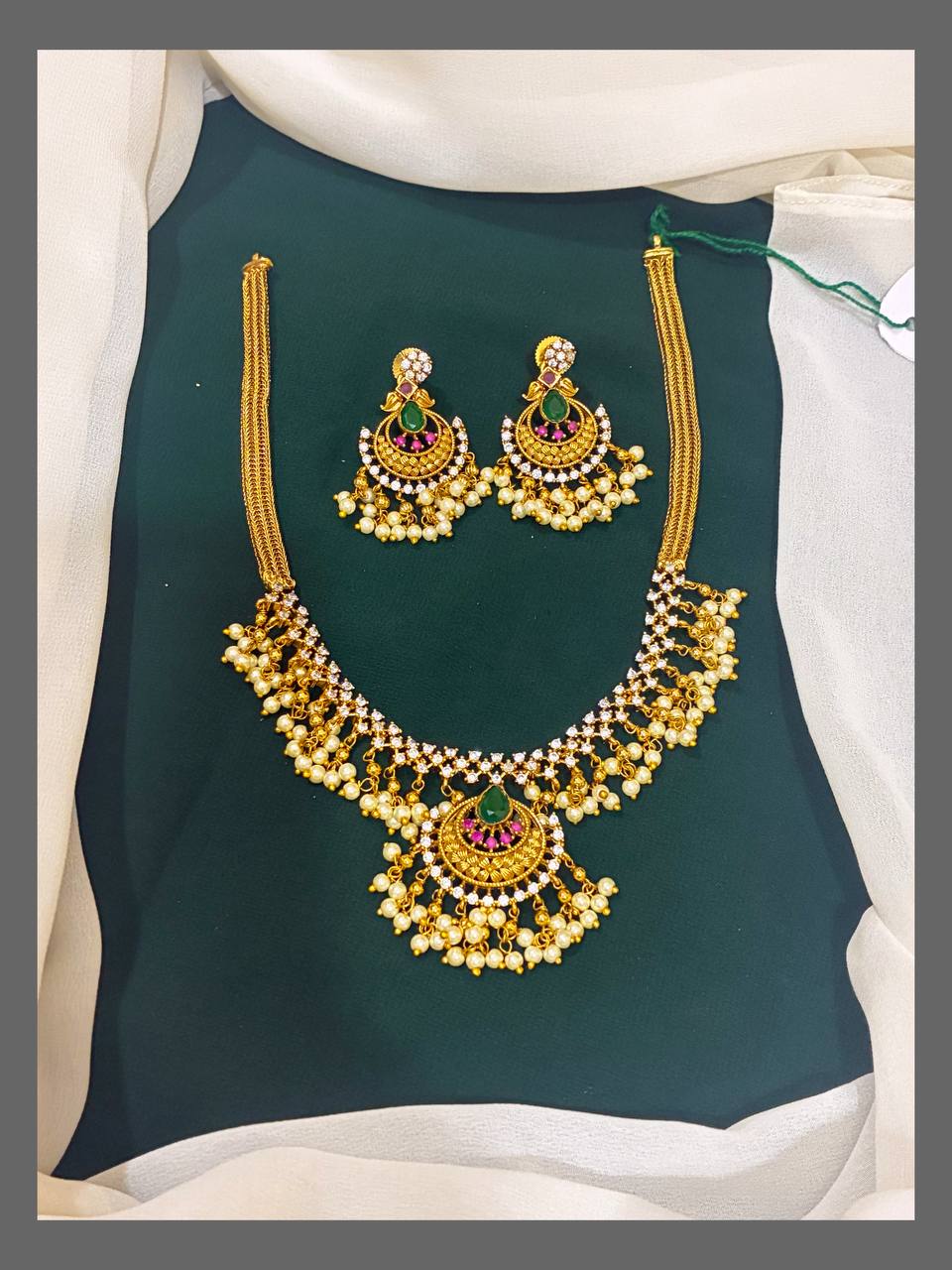 Beautiful Nakshi Necklace With Pearls - NN00373