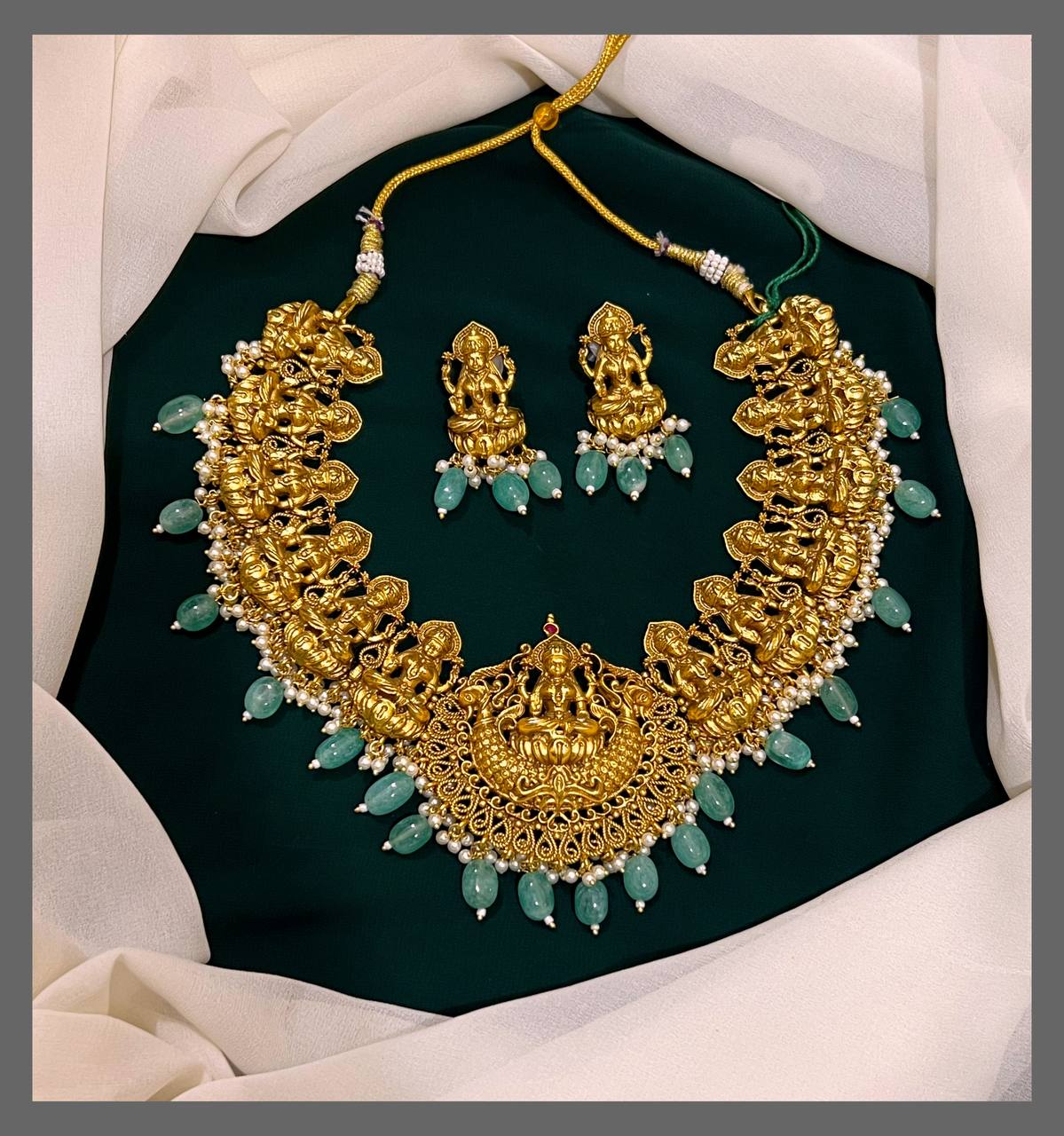 Beautiful Lakshmi Necklace With Pearls In Nakshi - NN00400