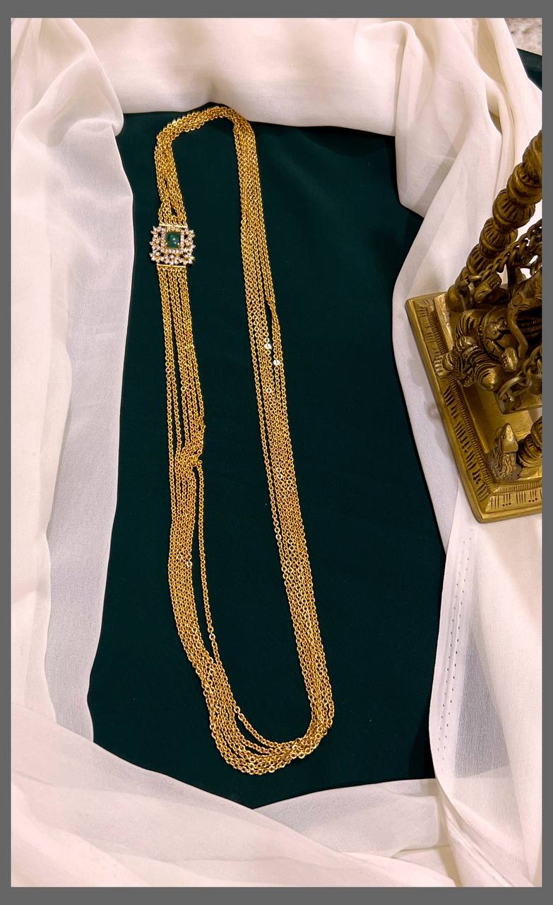 Chandra haram With Emerald Stone pendant - NH00256