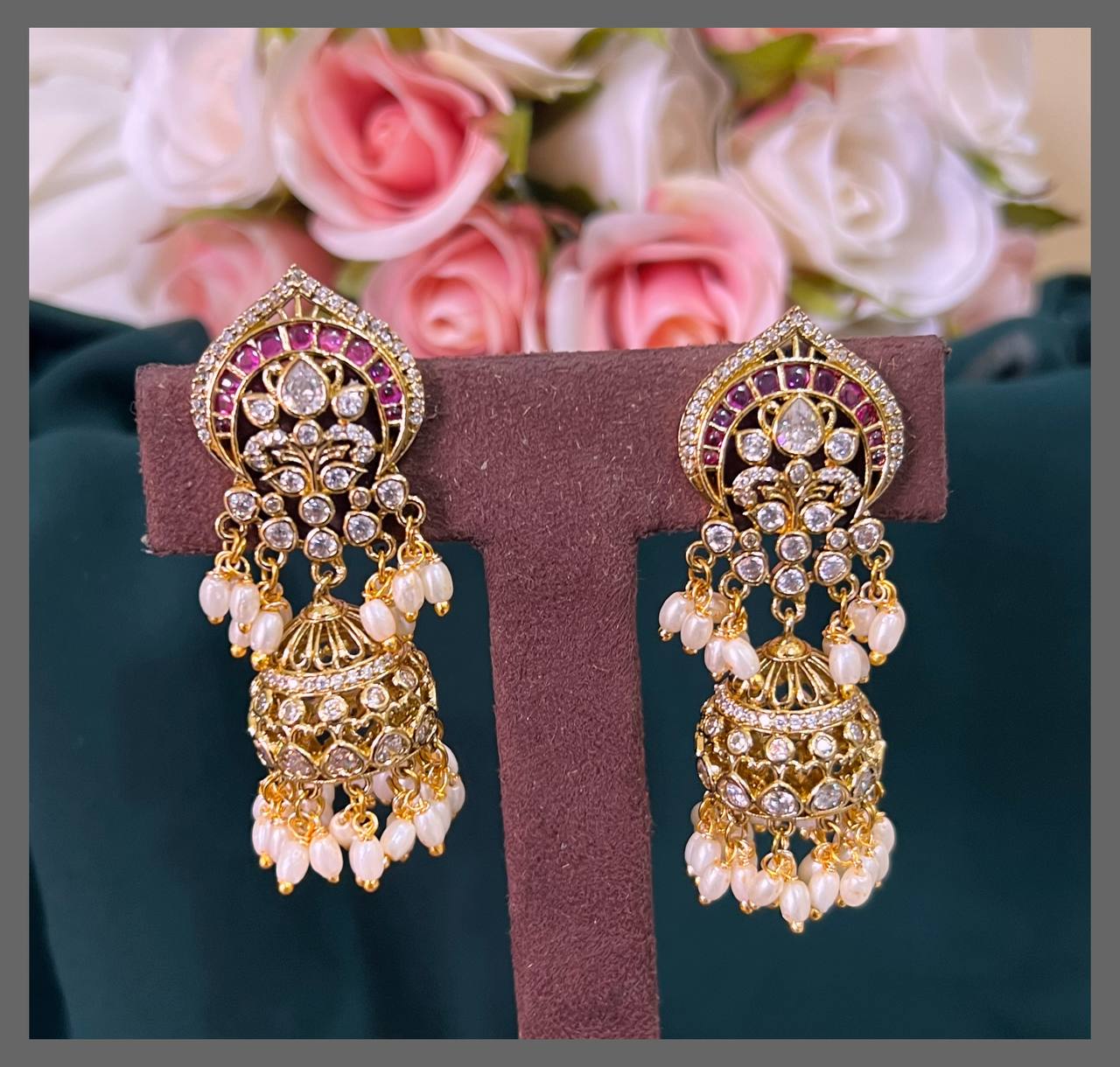 Crown Shape Earring  Jhimki in Victorian -VE00143
