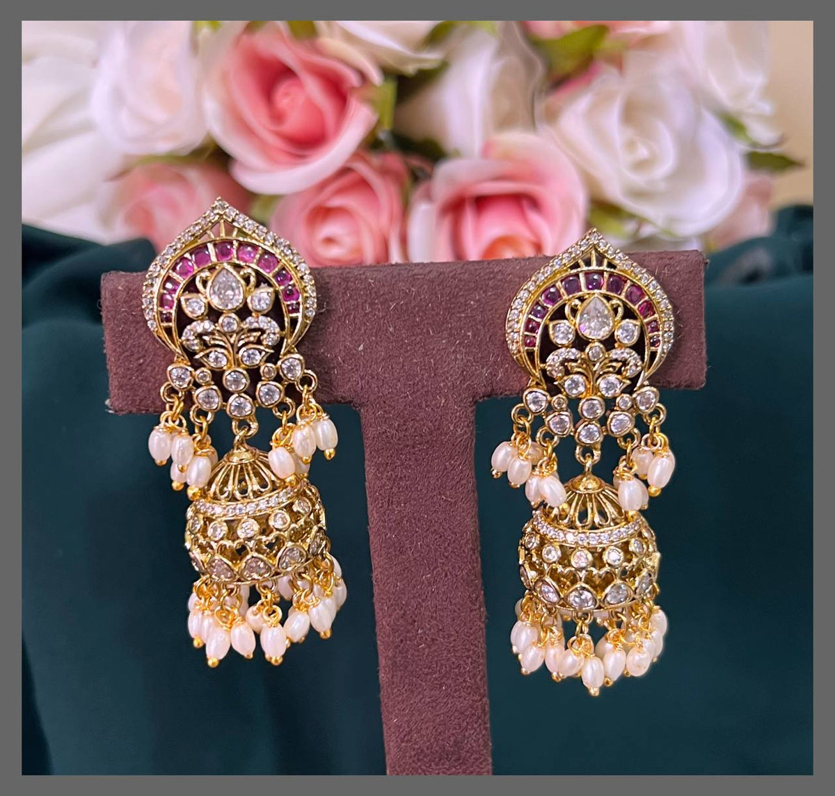 Crown Shape Earring  Jhimki in Victorian -VE00143