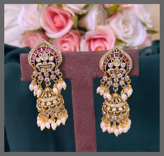Crown Shape Earring  Jhimki in Victorian -VE00143