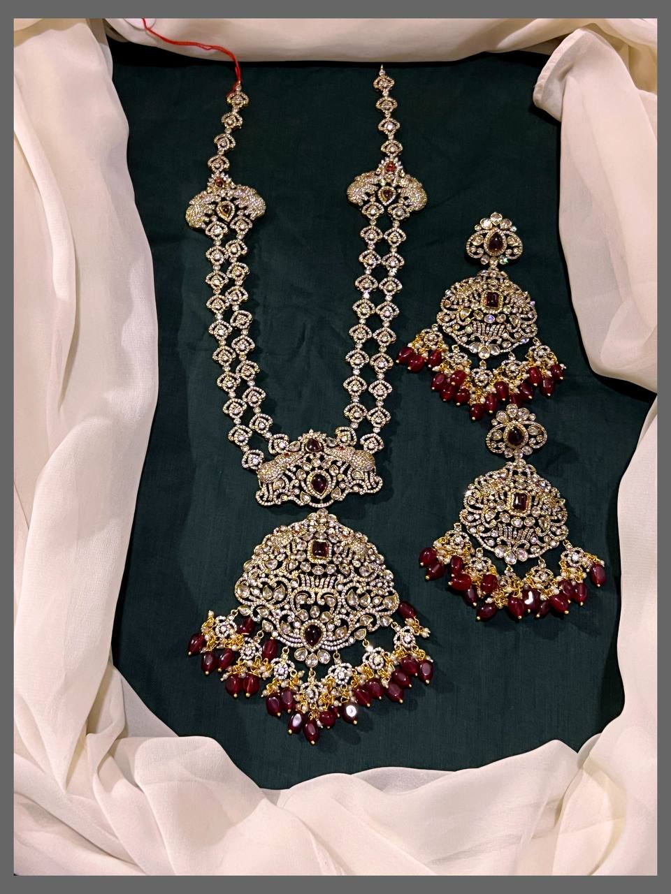 Elegant Dorble Layer White Stone Victorian Haram - VH0054