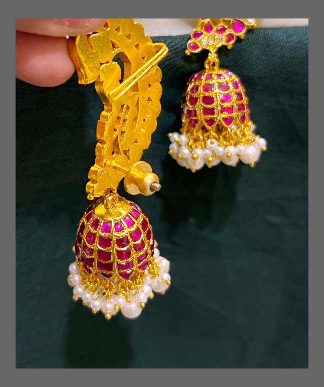 Beautiful Multi colour Ear Cuff with Jhumki in Kundan -KE00492