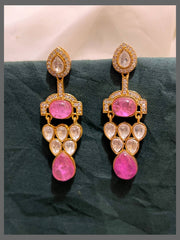 White stone Hanging Earring in Diamond - DE0011