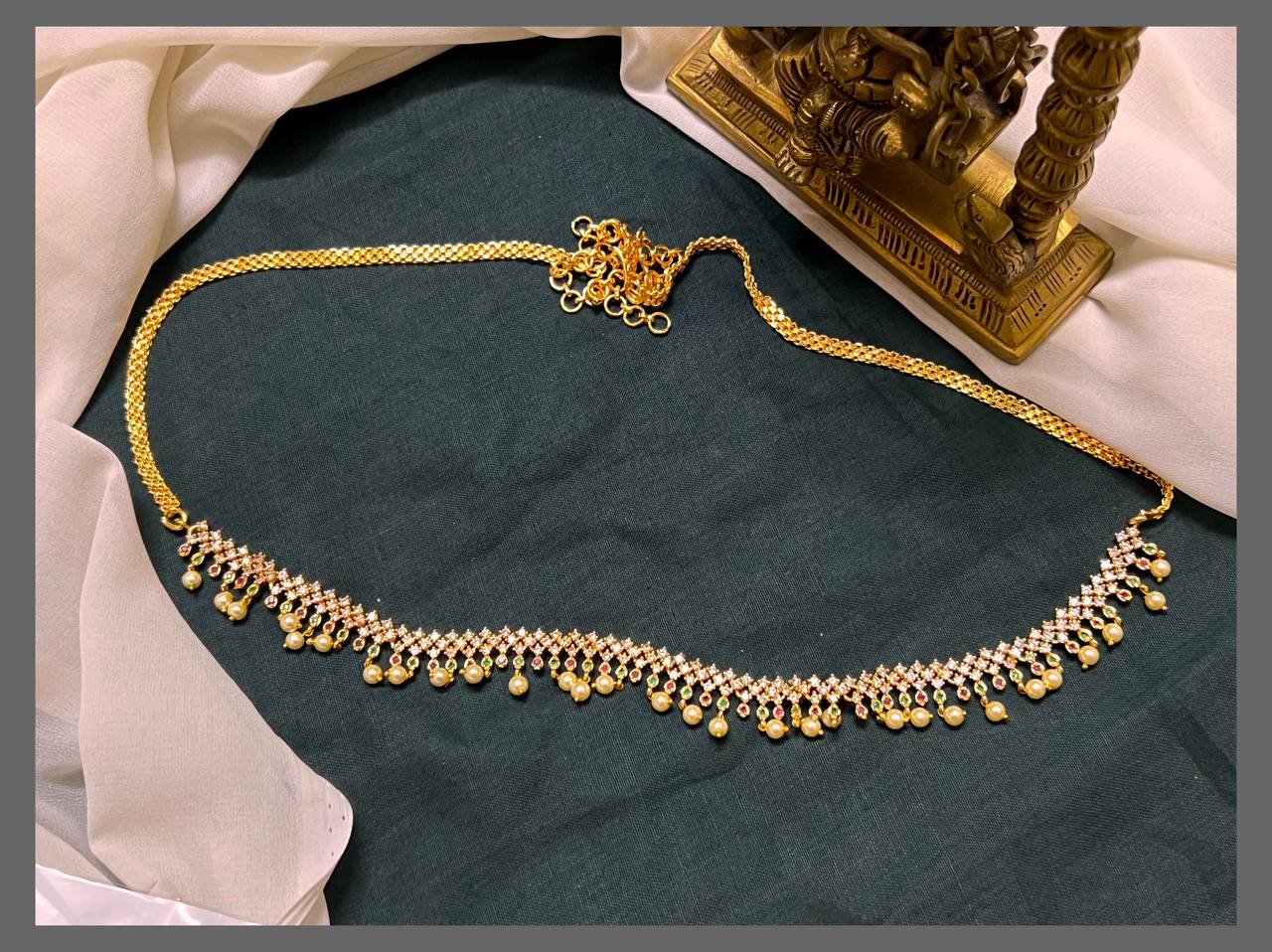 Beautiful Stone Waist Belt With Pearls - WB0010