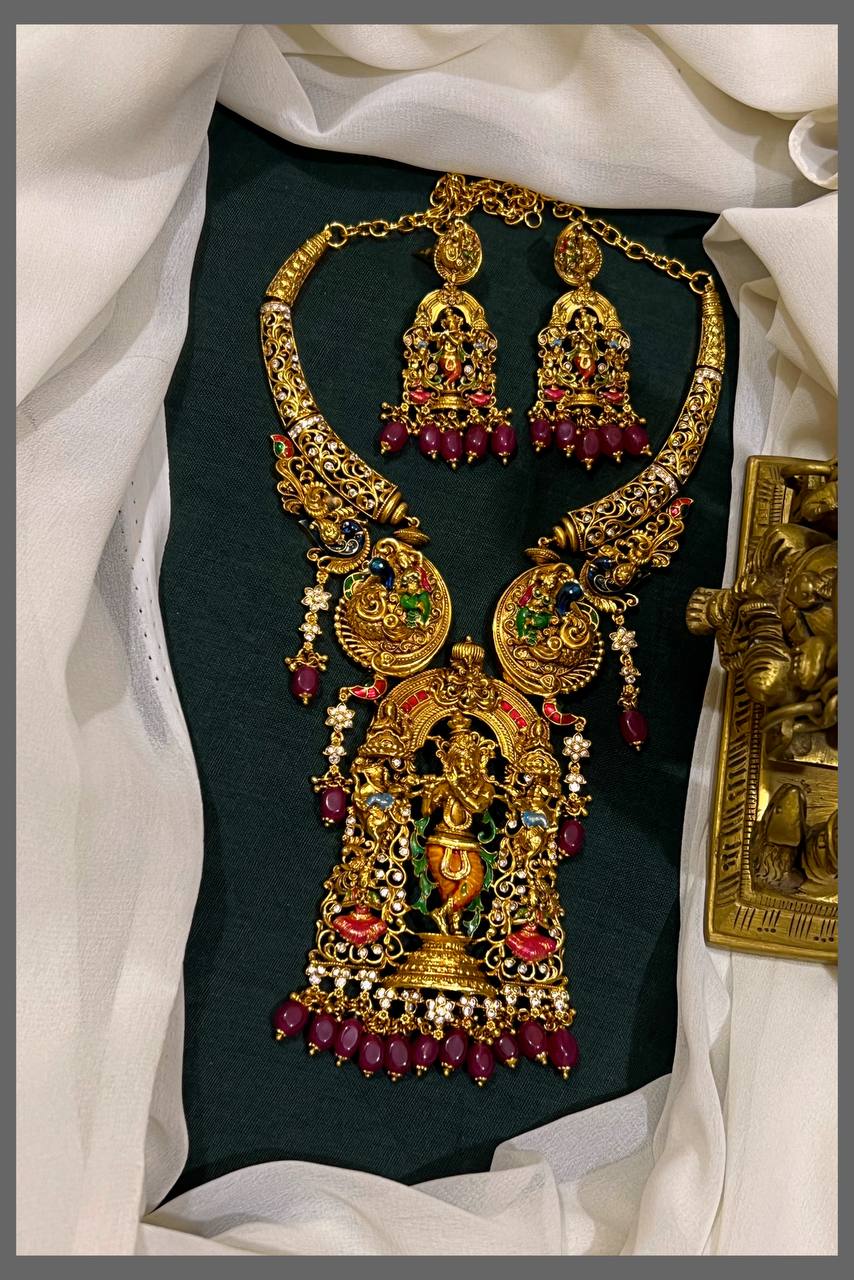 Beautiful Kante Necklace With Krishna Pendant - NN00692