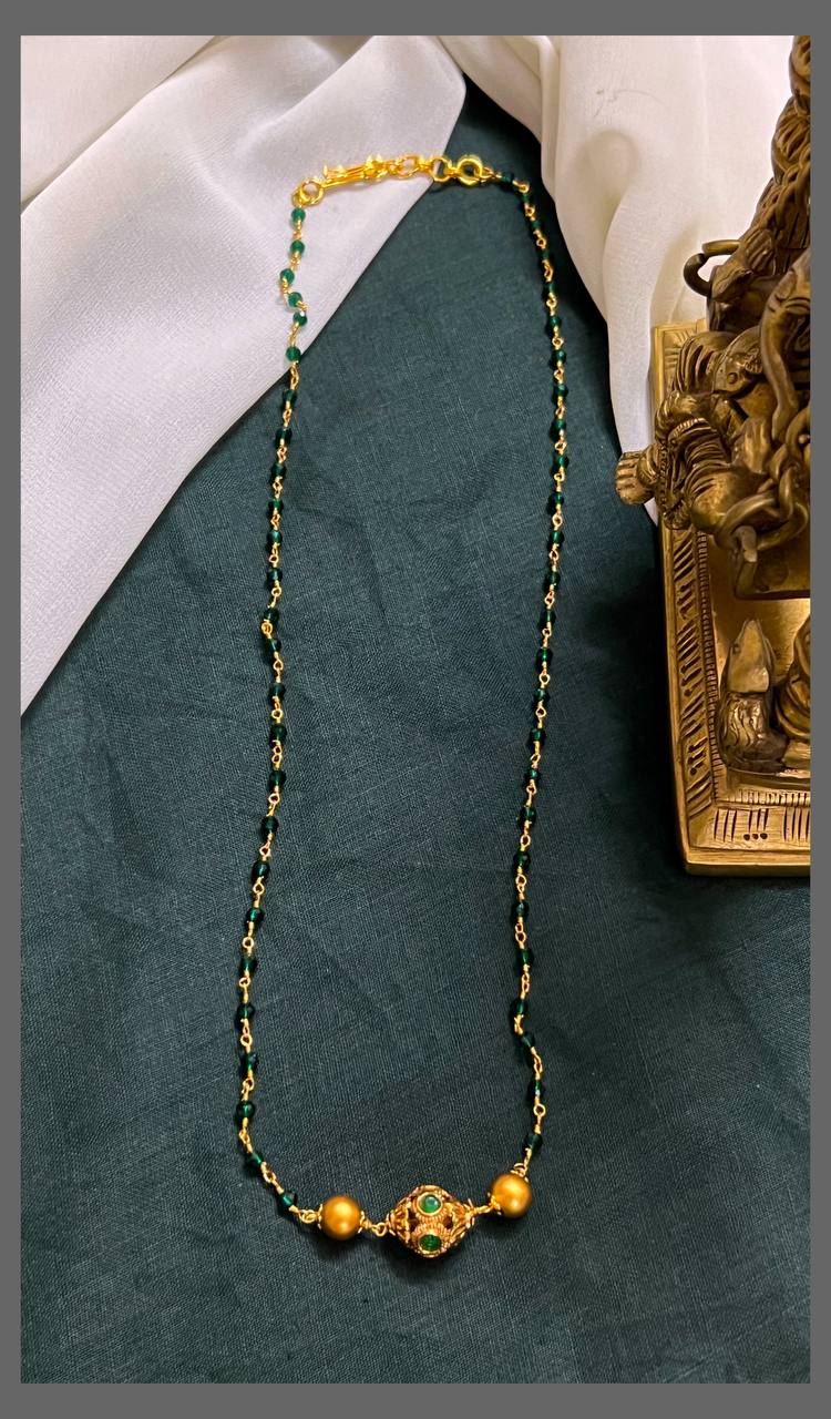 Small Pearl with Beautiful Golden Pearl Pendant Haram - PB00458