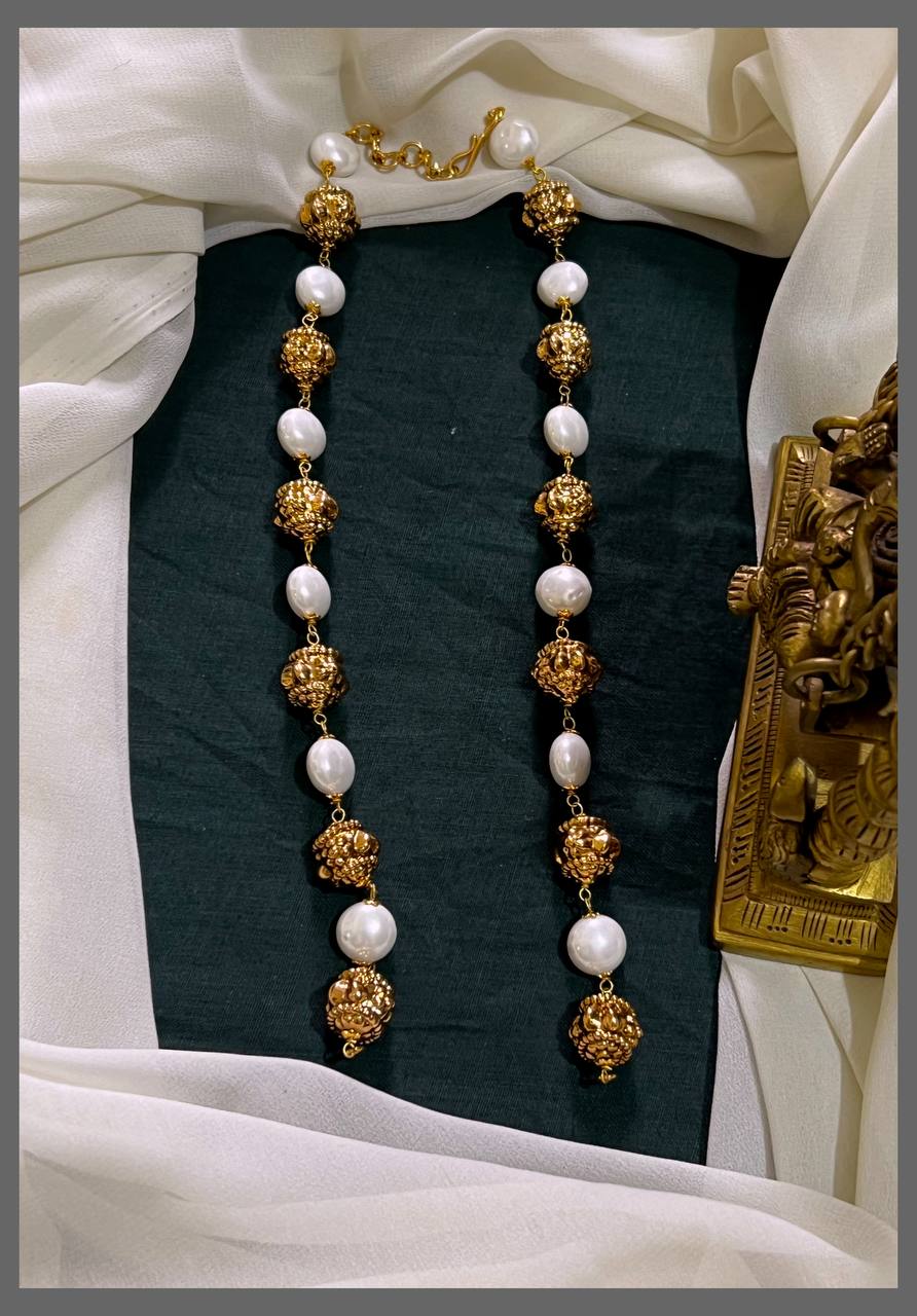 Gold and White Beads Haram - PB00473
