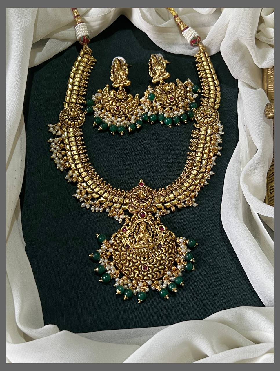 Beautiful Lakshmi Necklace With Pearls In Nakshi - NN00724