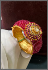 Ruby Pearl Bangle in Kundan - BG00252