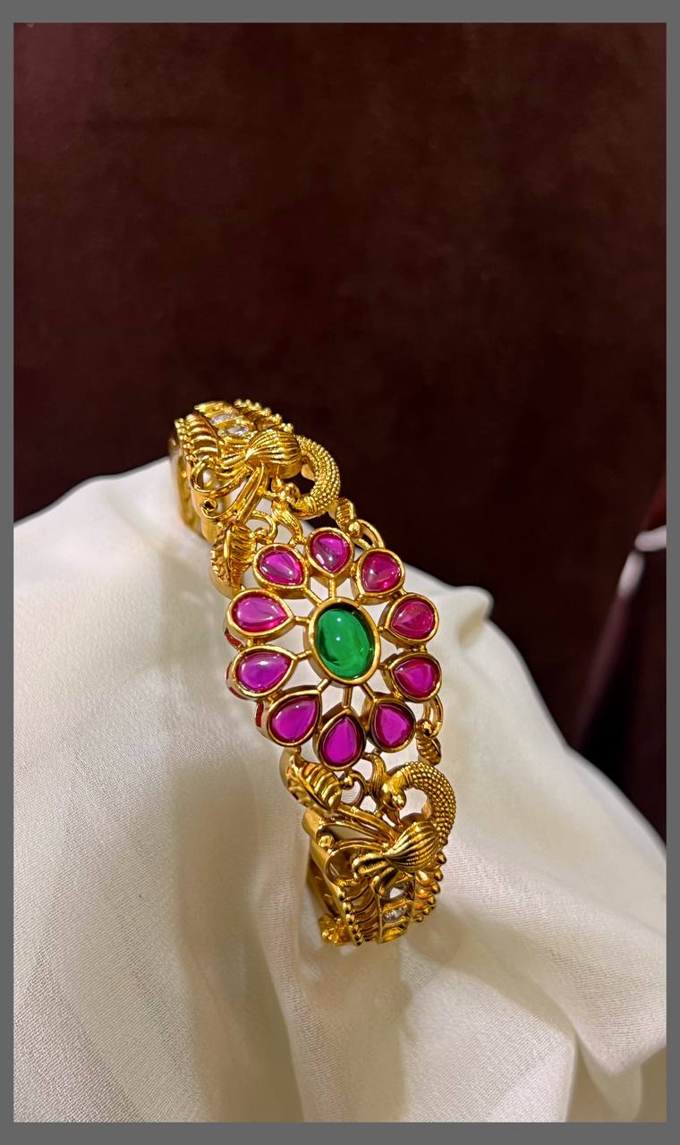 Ruby Flower and Peacock Bangle - BG00272