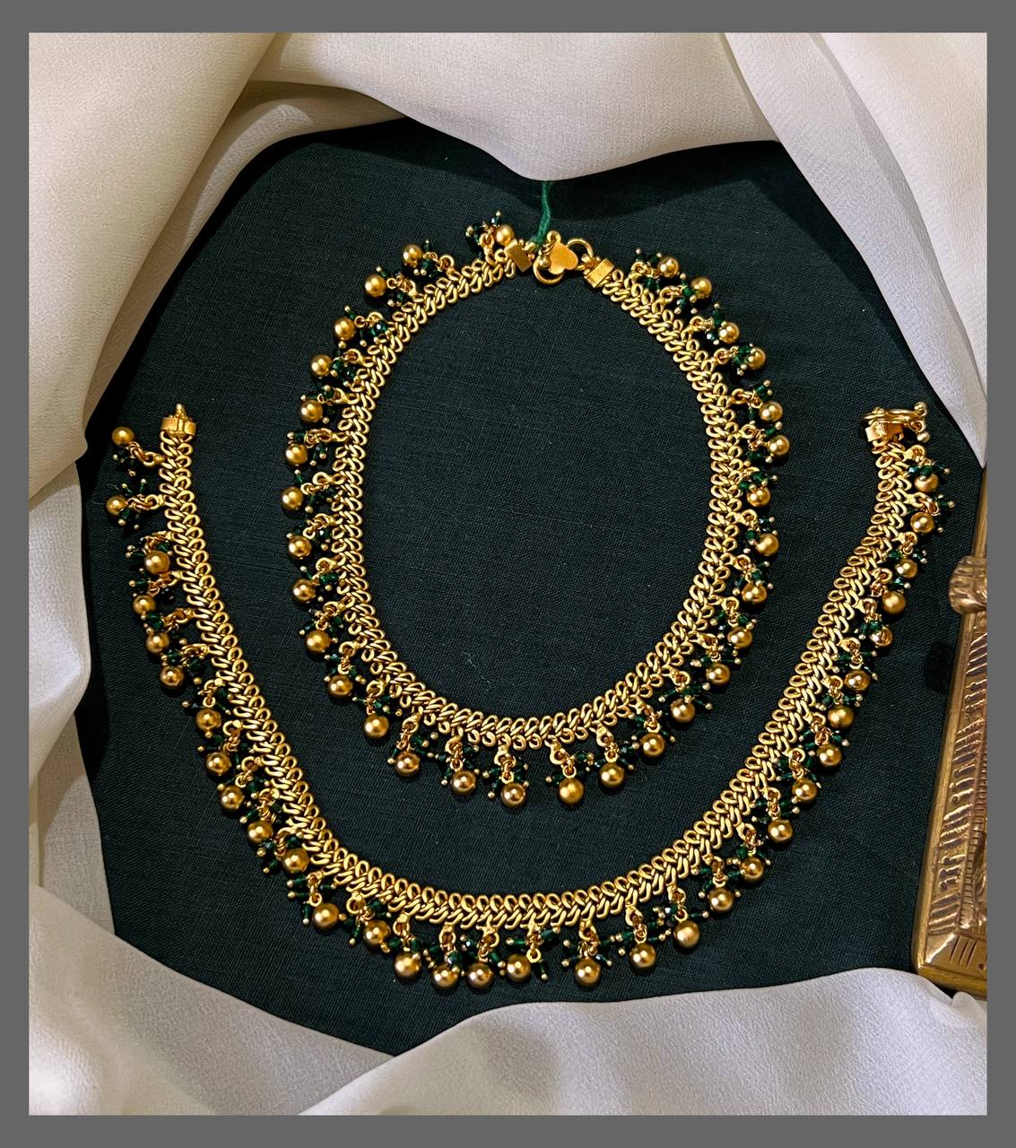 Emerlad Pearl and Gold Pearl Payal - PY0014