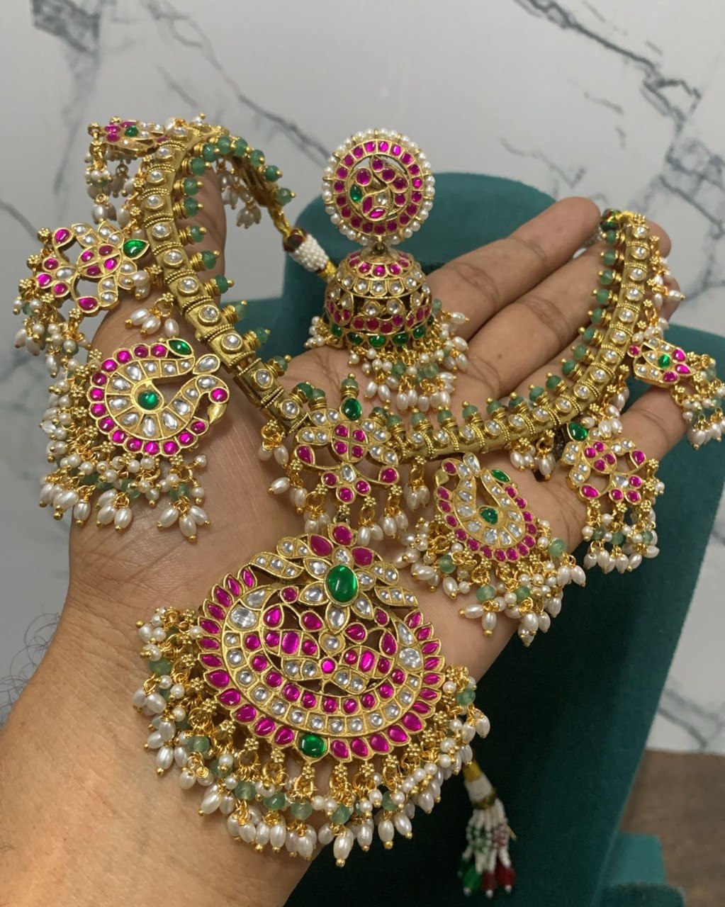 Jadau Guttipusalu Necklace With Beautiful Jhumkis - KN00614