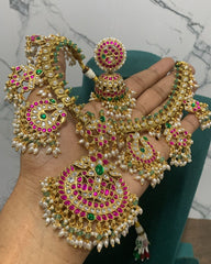Jadau Guttipusalu Necklace With Beautiful Jhumkis - KN00614