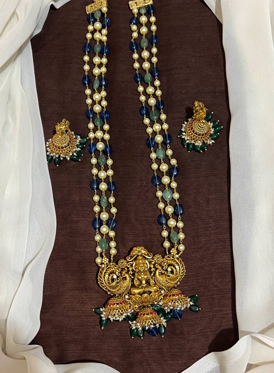 Multi Color Beads With Lakshmi Pendant and Jhumki - PB00256
