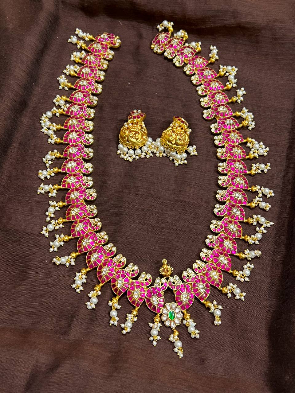 Jadau Peacock Mango Long Haram - KH0053