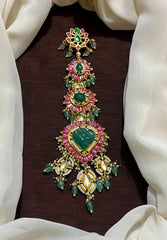 Jadau Gold Polish Jada With Emerald Stones - HA00245
