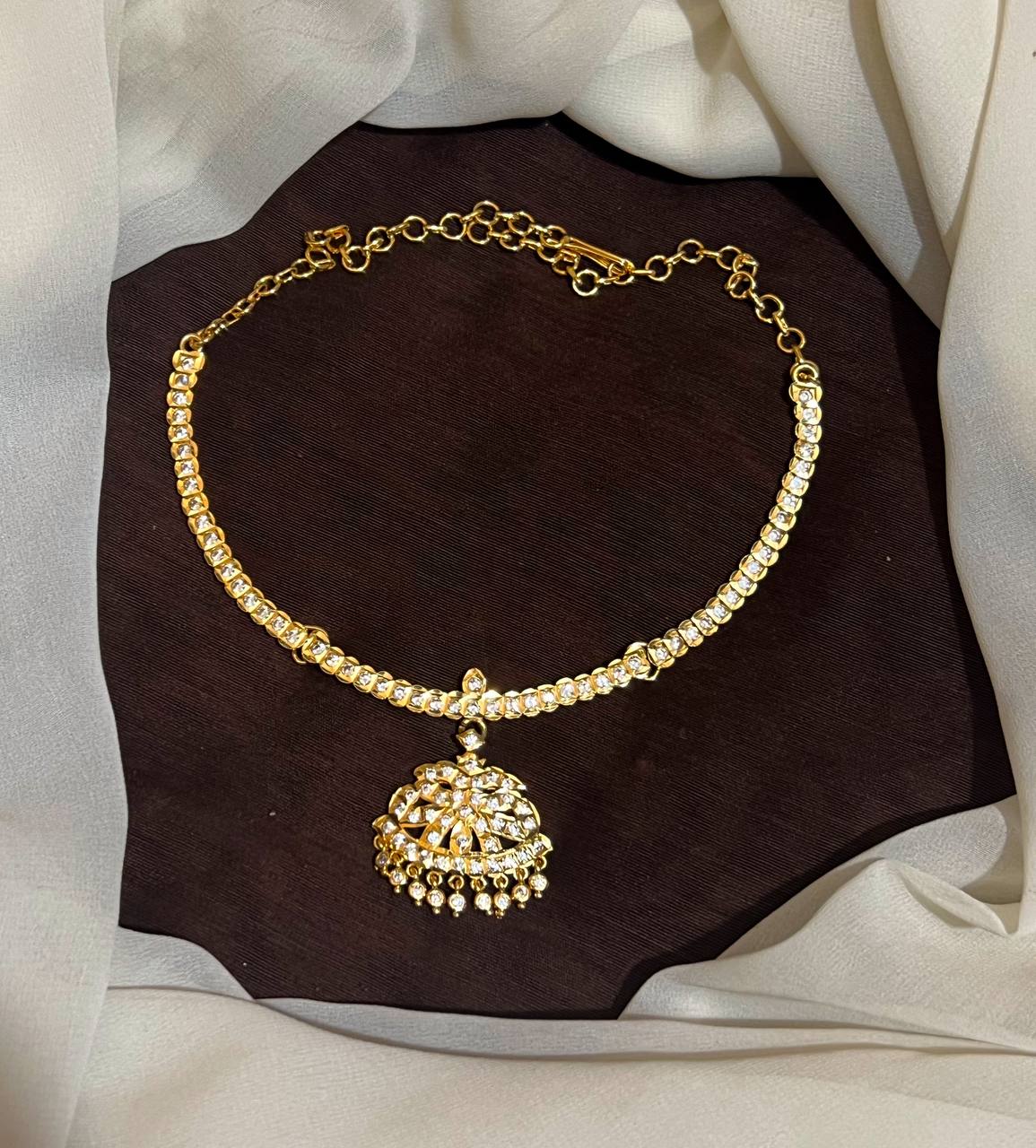 Vintage Panchaloha White stone Necklace - NN00978