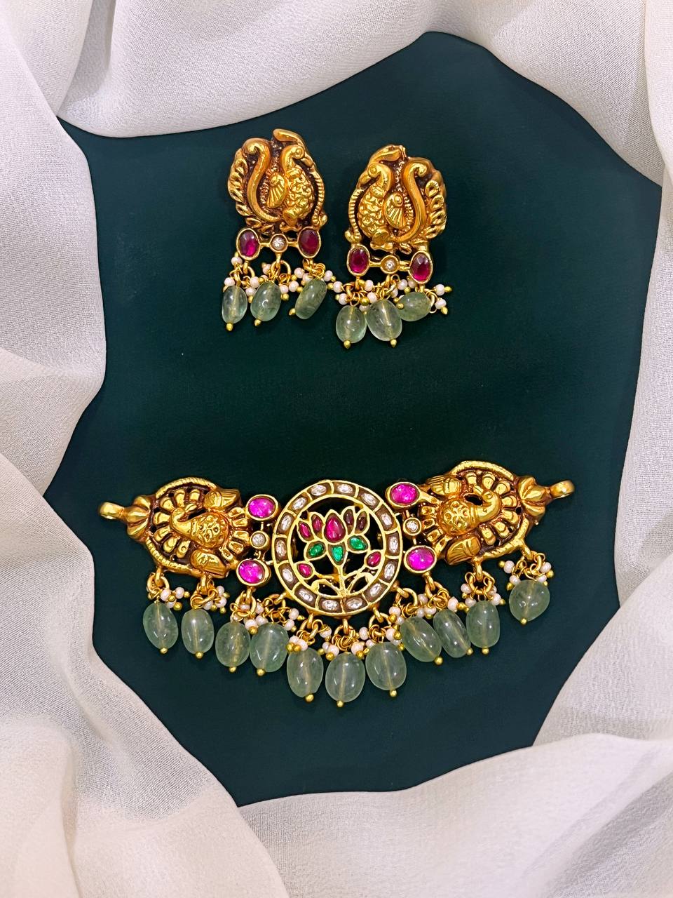 Jadau Kundan in Lotus Necklace - KN0080