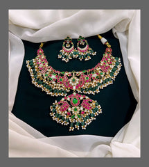 Jadau Necklace with Screw Back Chandbali - KN00224