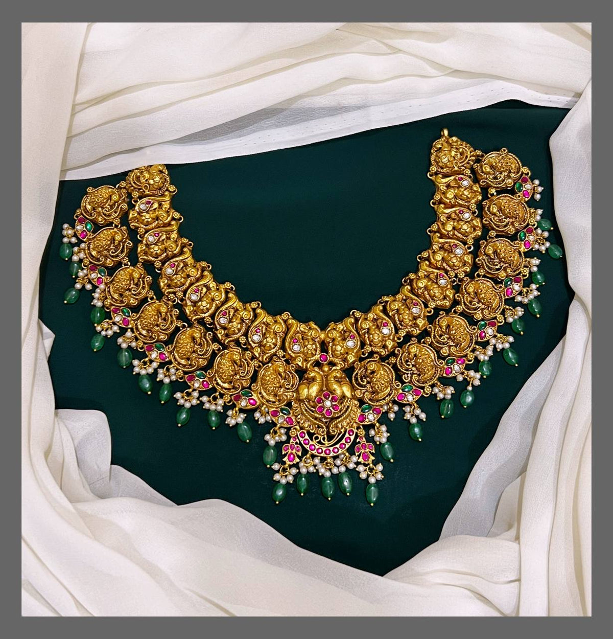 Nakshi Kundan Gold Replica Necklace - KN00257