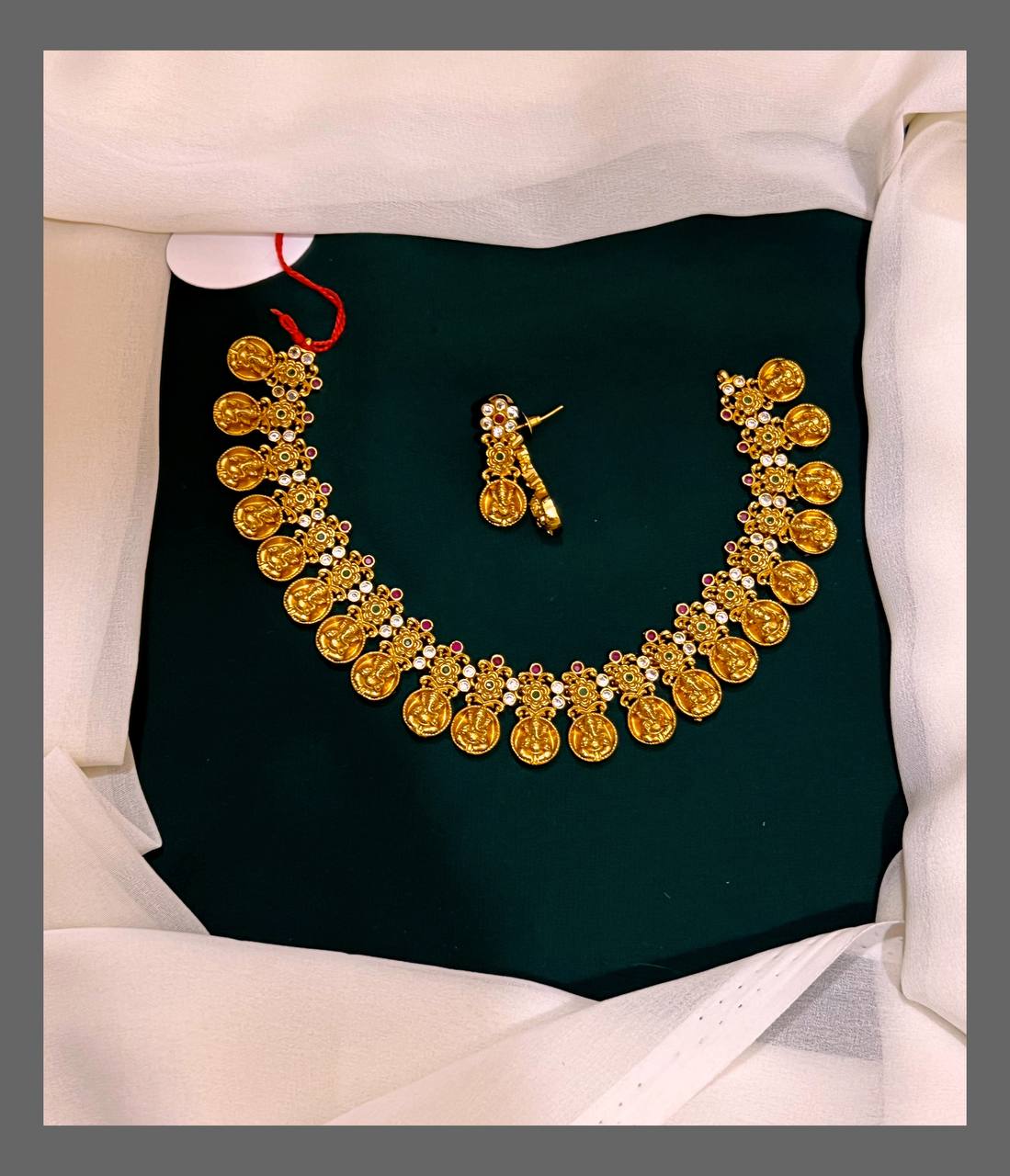 Flower and Ganesha Necklace In Nakshi - NN00407