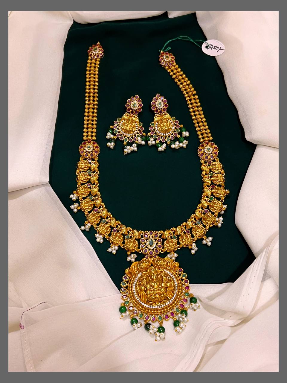 Beautiful Small Lakshmi Haram with Lakshmi Pendent in Nakshi  - NH00249