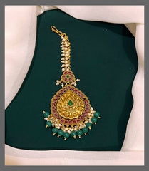 Beautiful Antique  Pearl  Maang Tikka - HA0093