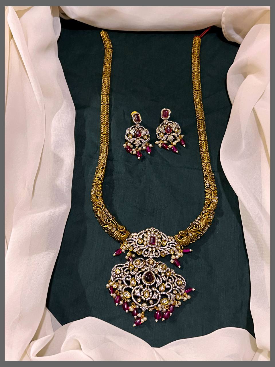 Antique Nakshi Haram With Victorian Pendent - NH00282