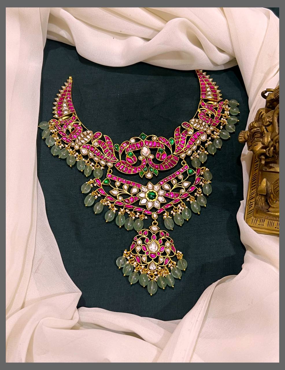 Double Layer Kundan Necklace With Pendent - KN00516