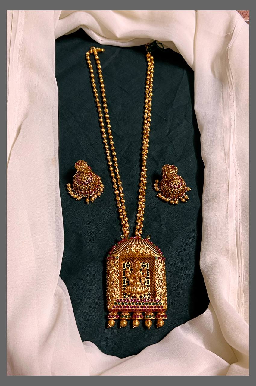 Golden Beads With Lakshmi Pendant in Nakshi - PB00277