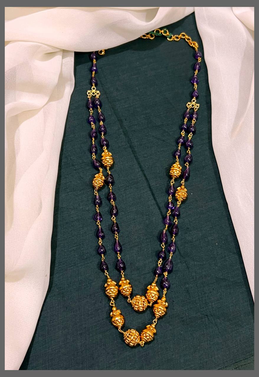 Double Layer Purple and Gold Bead Haram - PB00367