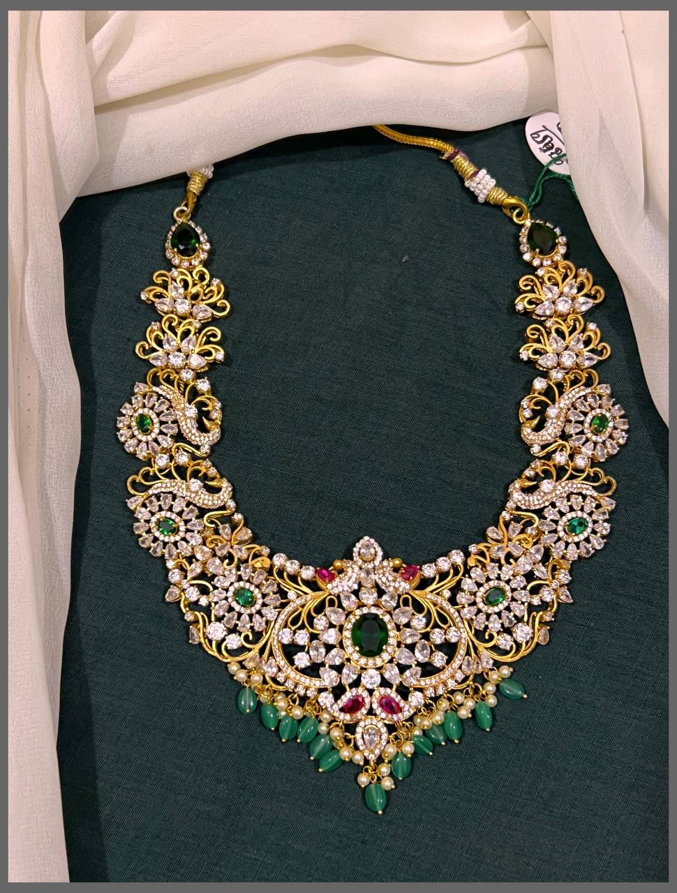 Flower Moissanite Necklace in Kundan -KH00320