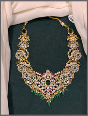 Flower Moissanite Necklace in Kundan -KH00320